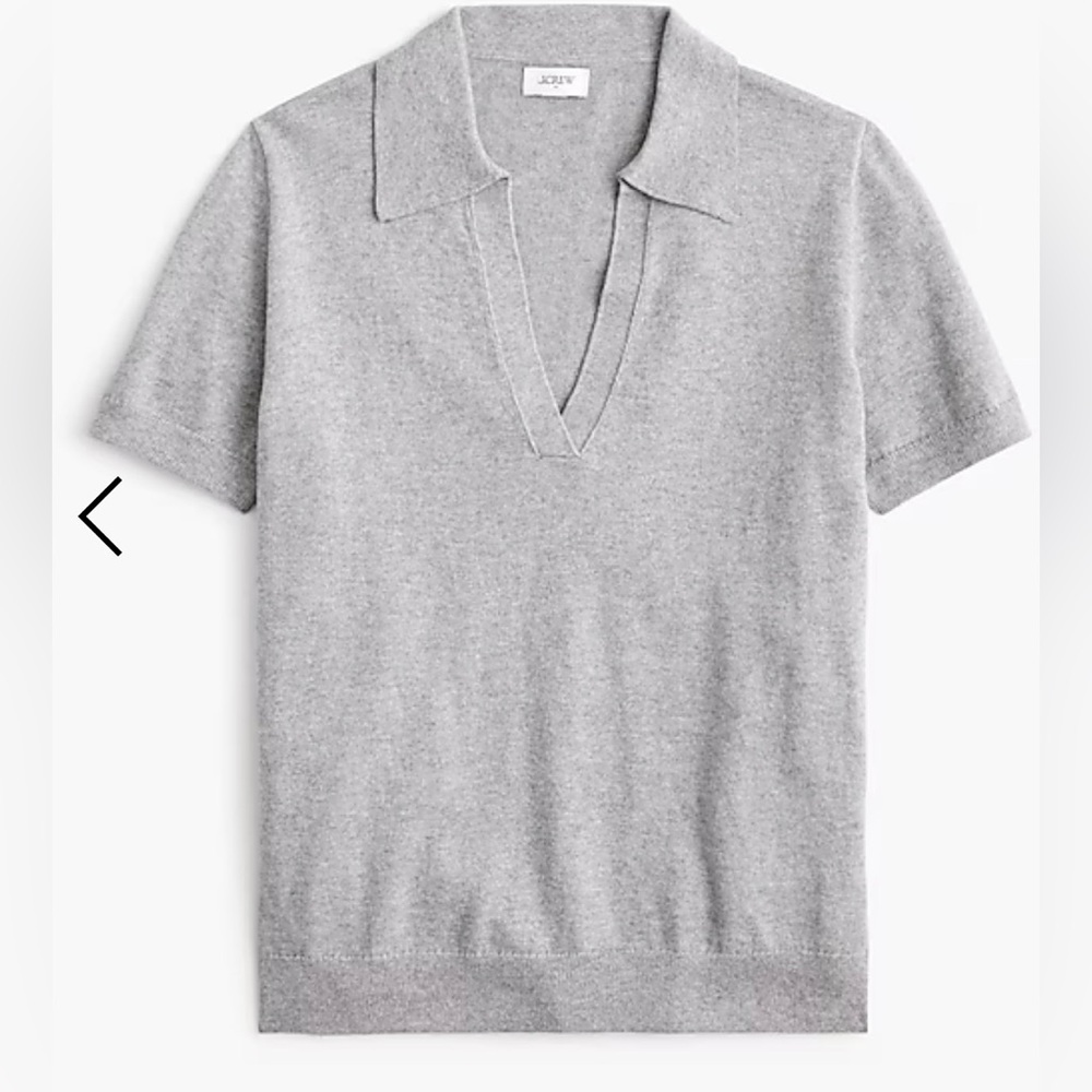 J. Crew Gray Short-sleeve cotton-cashmere-blend sweater-polo